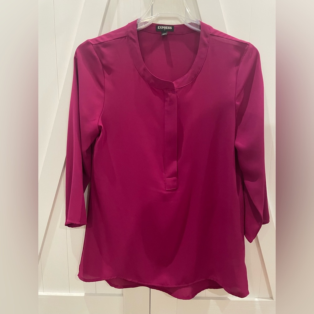 Express Pink 3/4 Sleeve Mandarin Collar Blouse Small Like New